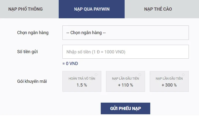 Nạp tiền qua Paywin tại nhà cái Sky88