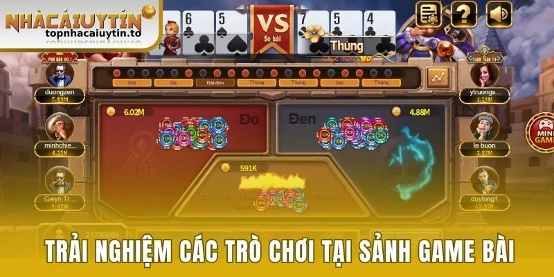 Trải nghiệm hơn 30 trò chơi tại sảnh game bài